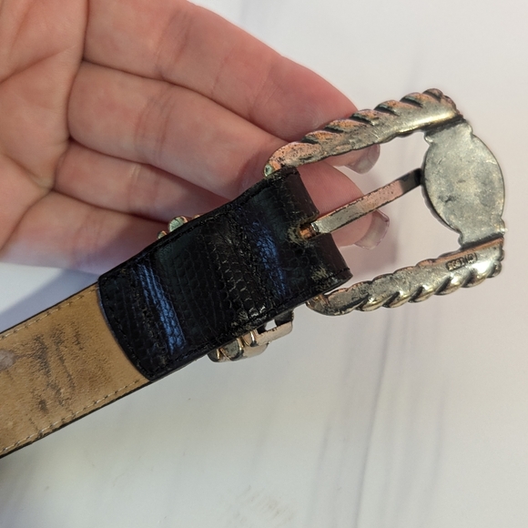 Vintage 90s Brighton Museum Belt XL Black Whimsigoth Coin Bohemian Leather - Picture 12 of 16